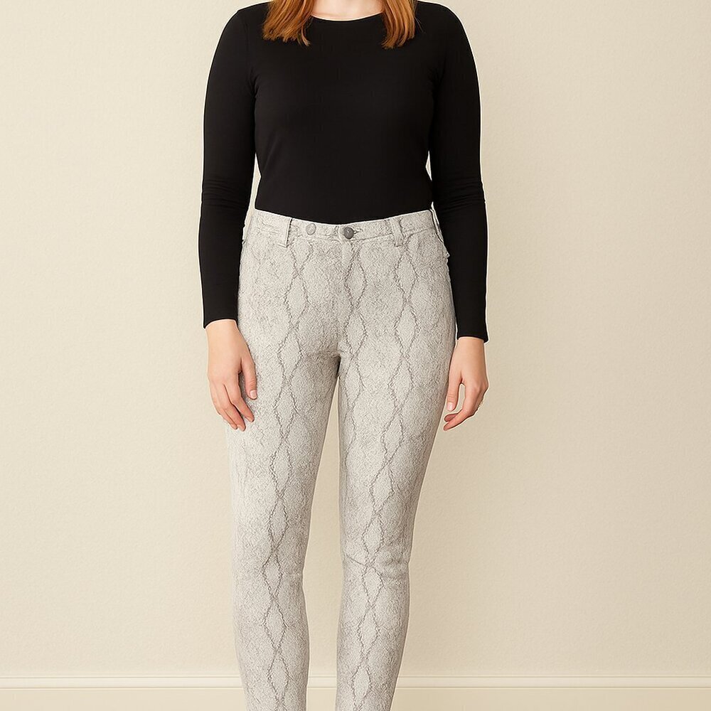 NYDJ Gray Snake Print Skinny Stretch Jeans Women's